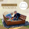 Piaskownica zamykana 100x100 cm drewno impregnowane z ławeczkami, włókniną i plandeką, brązowa