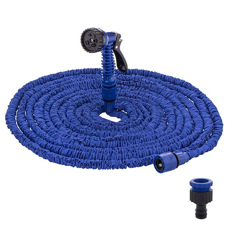 Wąż ogrodowy 20m-60m rozciągliwy szlauch lateksowy z pistoletem niebieski
