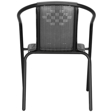 Krzesło ogrodowe metalowe, plecione krzesło na balkon szare wys. 73 cm